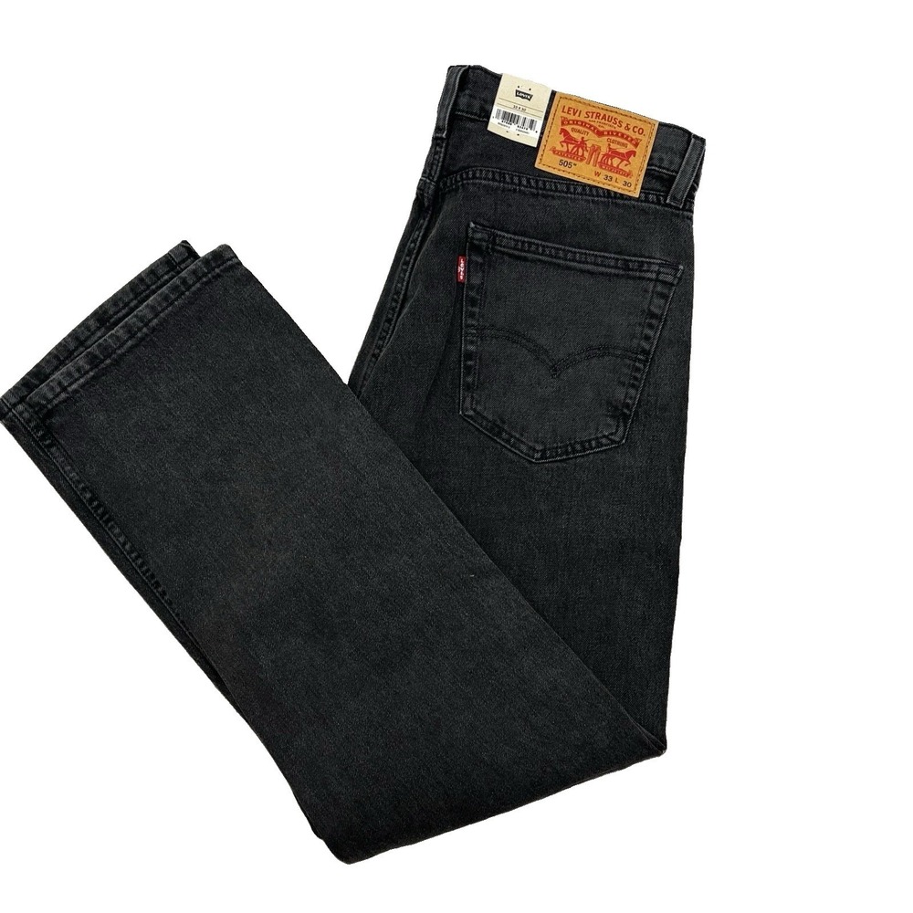 Levi's 505 Regular Straight  Stretch Men's‎ Black Jeans - Sz 33x30